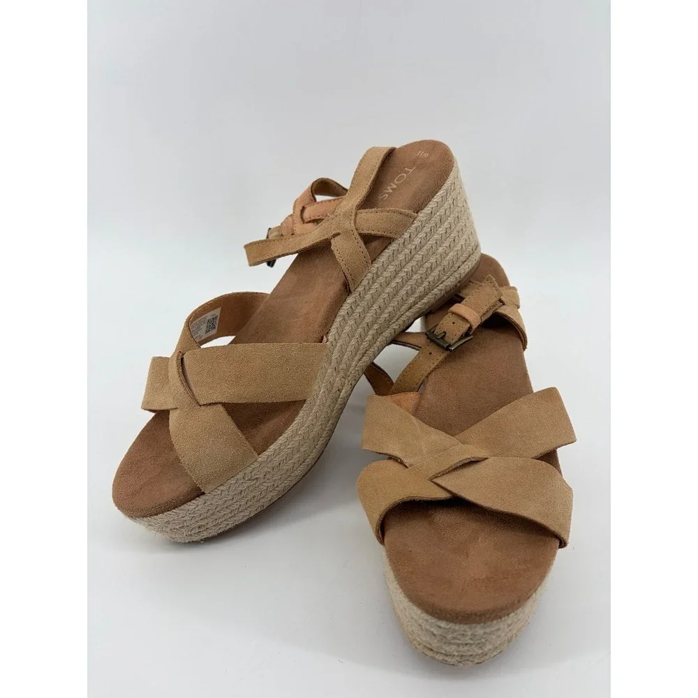 Toms Tan Espadrilles with Crisscross Straps, Women's Size 11
